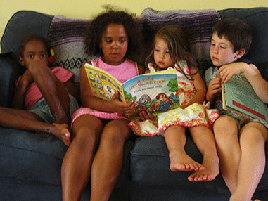 baker girls & zach reading
